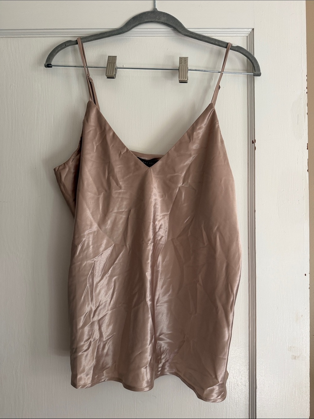 Sans Souci Satin V-Neck Cami Slip - Taupe